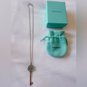 Tiffany & Co. Silver Necklace with Green Enamel Pendant